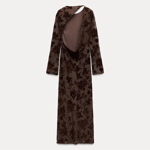 Zara Brown Floral Long Sleeve Dress